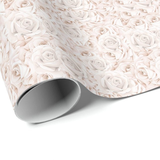 Papel De Presente Vintage White Roses Wraping Paper (Ponta do rolo)