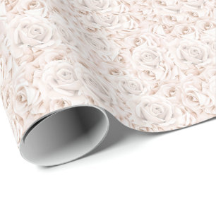 Papel De Presente Vintage White Roses Wraping Paper