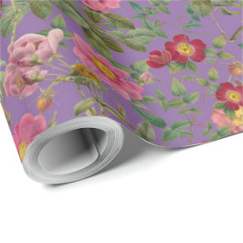Papel de Presente Vintage Wild Rose em Roxo Orquíd