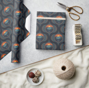 Papel De Presente Vintage Wilderness Sunset Mandala Meio século Ogee