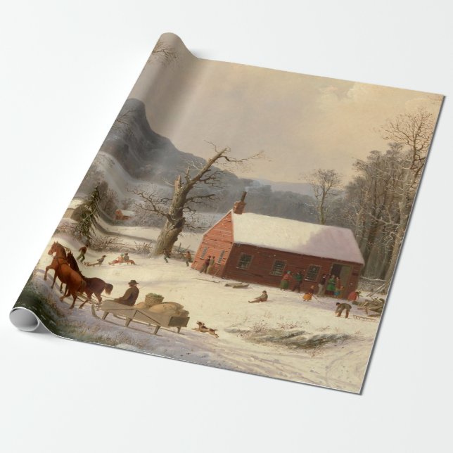 Papel De Presente Vintage Winter Fazenda house (Desenrolado)