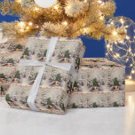 Papel De Presente Vintage Winter Scene Christmas Wrappaper<br><div class="desc">Linda cena de inverno com o charmoso campo de algodão,  árvores cobertas de neve com papel de enrolar. Natal no Tema do País com muita neve coberta por Pinheiros. Vai ficar incrível debaixo da tua árvore.</div>