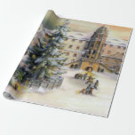 Papel De Presente Vintage Winter Town Christmas<br><div class="desc">Vintage Winter Town Christmas</div>
