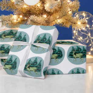 Papel De Presente Vintage Woodland Deer Forest Wrappaper