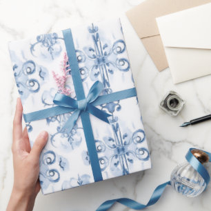 Papel De Presente Vintagem de Cor de Água Azul