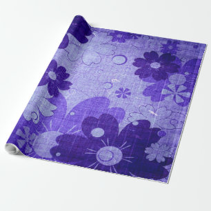 Papel De Presente Vintagem de Flor Roxo Trendy