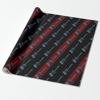 Papel De Presente Violão Elétrico Moderno Vermelho Negro Azul Escuro