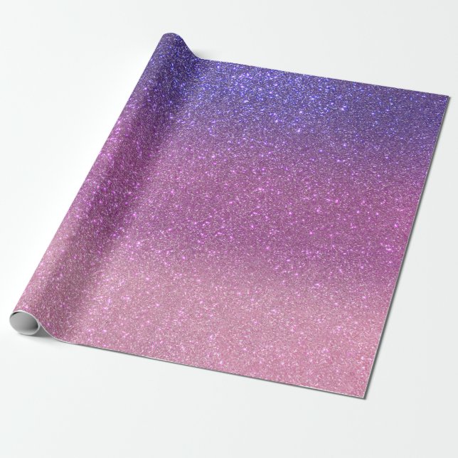 Papel De Presente Violet Princess Blush Triple Glitter Ombre (Desenrolado)