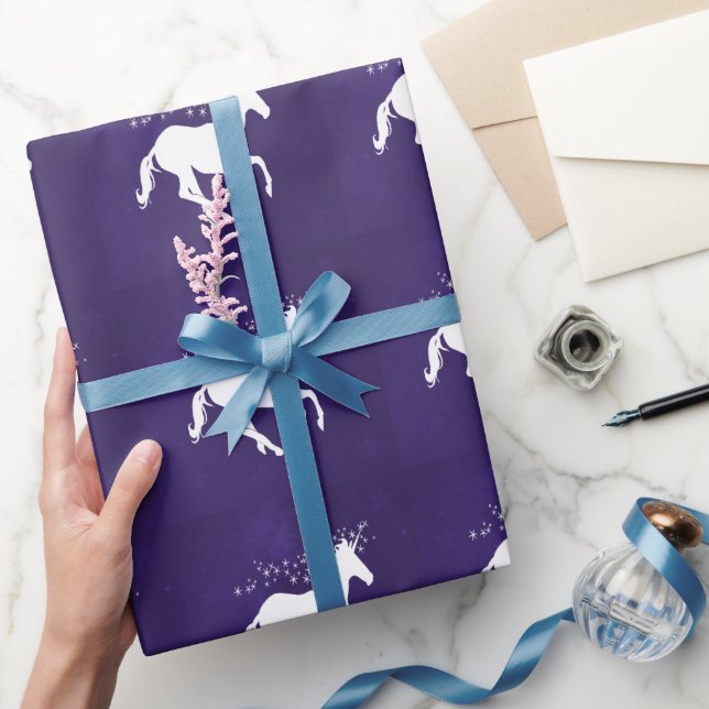 Papel De Presente Violet Unicorn Wrapping Paper (Presentear)