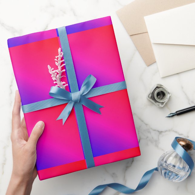 Papel De Presente Violeta azul rosa (Presentear)
