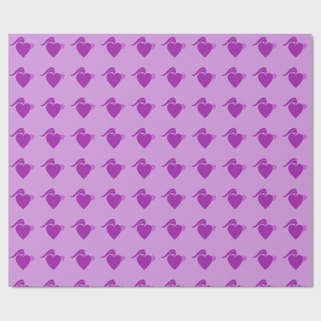 Papel De Presente violeta coração punk (Aberto)