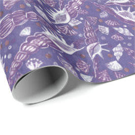 Papel De Presente Violeta Roxo-Roxo-Roxo do Mar de Concha Marinha