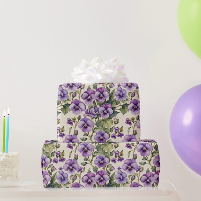 Papel De Presente Violetas Florais Doces (Presentes para festas)