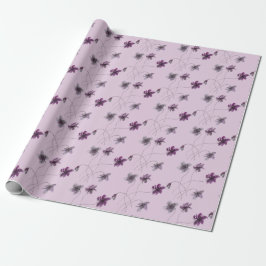 Papel De Presente Violetas Selvagens Aquarela Pintada à Mão