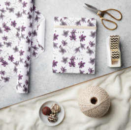 Papel De Presente Violetas Selvagens Molhadas Por Aquarelas, Monogra