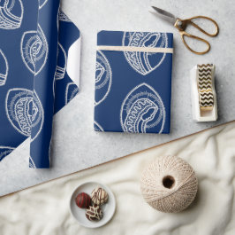 Papel De Presente Virgem Abençoada Maria, renda branca, azul marinho