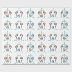 Papel De Presente Virgem Abençoada Mary Religiosa Marian Cross Flor