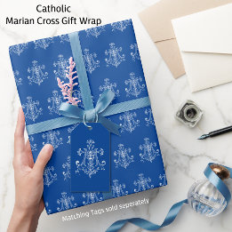 Papel De Presente Virgem Católica Elegante Mary White Marian Cross