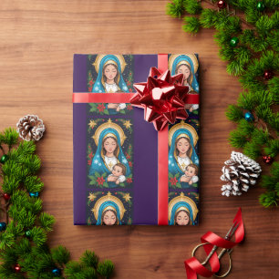 Papel De Presente Virgem Católica Romana Cristã Maria Natal
