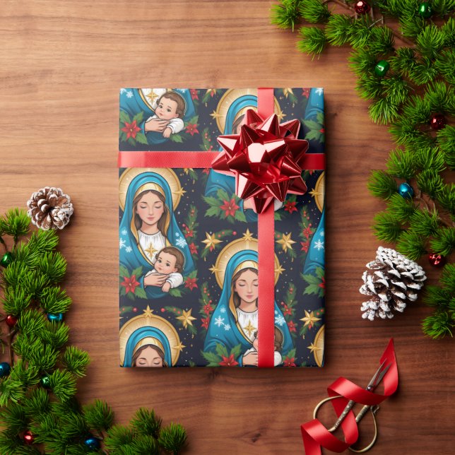 Papel De Presente Virgem Católica Romana Cristã Maria Natal (Presente de Natal)