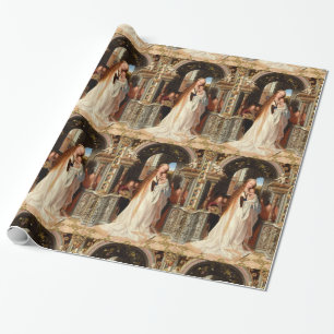 PAPEL DE PRESENTE VIRGEM COM MENINO, ANJOS MUSICAIS NATAL
