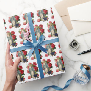 Papel De Presente Virgem Maria de Graduação Religiosa Rosas vermel