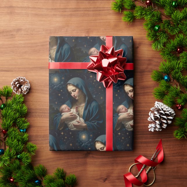 Papel De Presente Virgem Maria e Natividade Bebê Jesus (Presente de Natal)