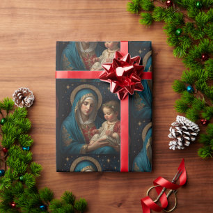 Papel De Presente Virgem Maria & Nascimento de Jesus Natal