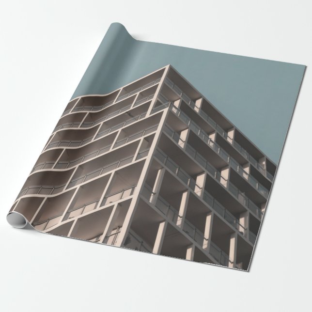 PAPEL DE PRESENTE VISÃO INFERIOR DO EDIFÍCIO DE ALTO AUMENTO (Desenrolado)