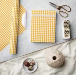 Papel De Presente Vishy Checkered Pattern Bright Yellow White Xadrez