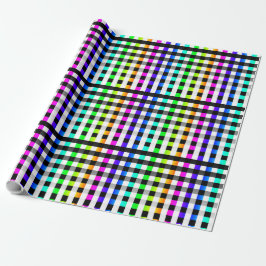 Papel De Presente Vishy Checkered Pattern Rainbow White Xadrez