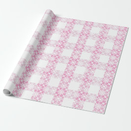Papel De Presente Vishy Checkered Pink White Lace Xadrez Wraping Pa