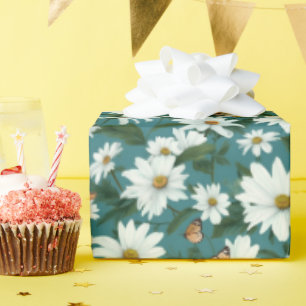 Papel De Presente Visitas Brancas e Borboletas