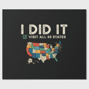 Papel De Presente Visitou todos os 50 estados dos EUA - Mapa de viag