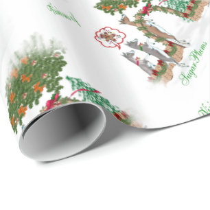 Papel De Presente Visões de Natal de Goat das Ameixas de Açúcar
