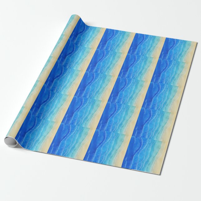 Papel De Presente Vista de mar e praia em aquarela. (Desenrolado)