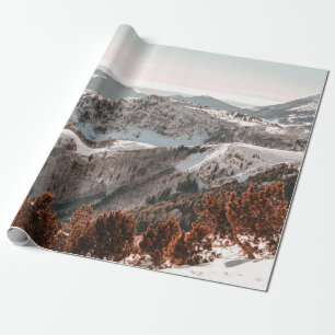 PAPEL DE PRESENTE VISTA DE PÁSSARO DA MONTANHA COBERTA PELA NEVE SO