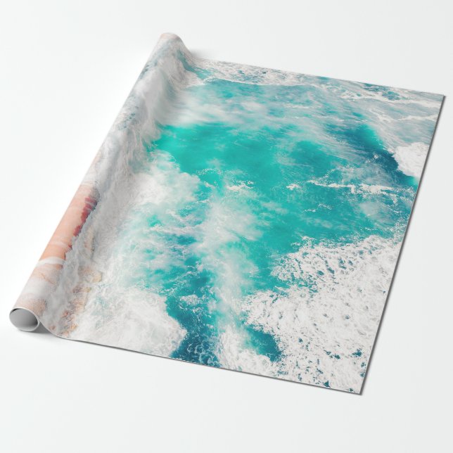 Papel De Presente Vista de pássaro das ondas oceânicas (Desenrolado)