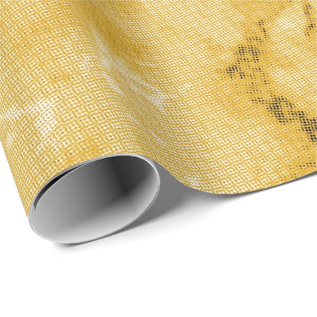 Papel De Presente Vista de Textura Amarela do Ouro bonito (Ponta do rolo)