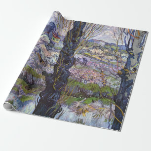 Papel De Presente Vista de Van Gogh de Arles Pomares Floridos Impres