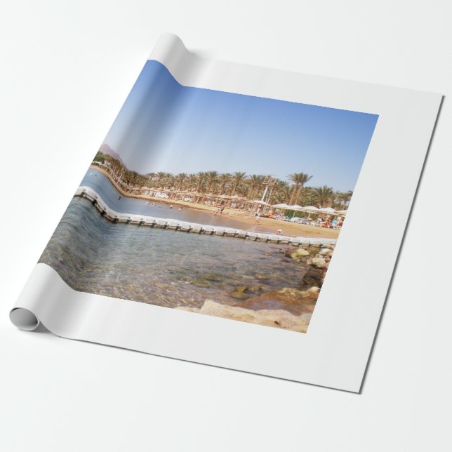 Papel De Presente Vista na praia arenosa Terrazzina (Desenrolado)