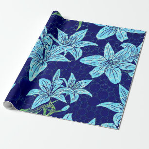 Papel De Presente Vitoriano Jardim Azul Lily