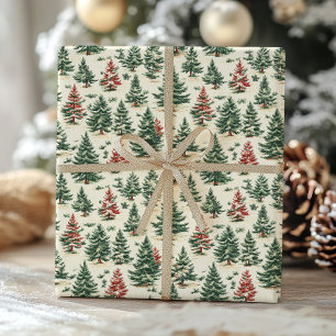 Papel De Presente Vitoriano Vintage Pine Tree Natal