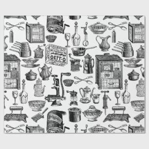 Papel De Presente vitorioso branco antigo da cozinha vintage