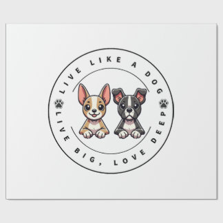 Papel De Presente Viva Como um Cão Viva Grande, Ame Profundo