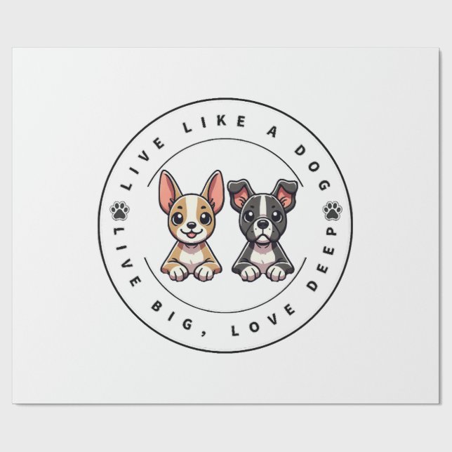 Papel De Presente Viva Como um Cão Viva Grande, Ame Profundo (Aberto)