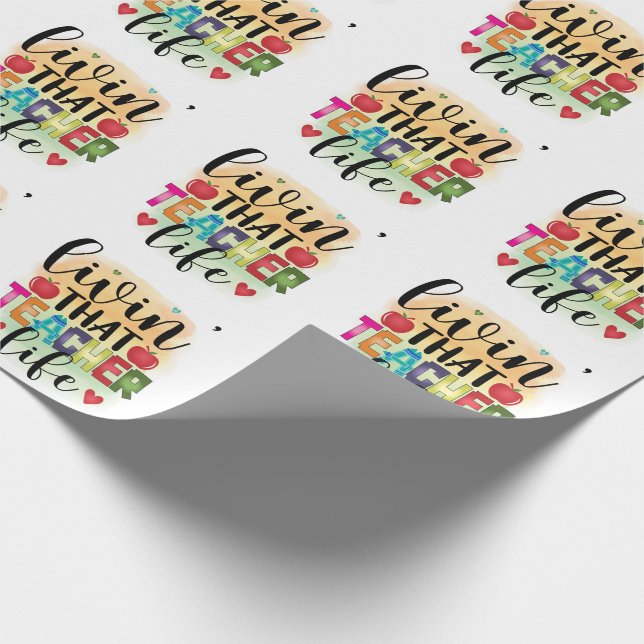 Papel De Presente Vivendo Aquela Vida De Professores - Presente Para (Ponta)