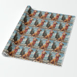Papel De Presente Vizsla Dog Christmas Vintage Beach<br><div class="desc">Traga o calor dos feriados para a costa com esta charmosa design inspirada na vintagem, que apresenta um cão festivo sentado numa praia serena. Com um clássico toque de feriado de tons nostálgicos e vibrações costeiras, esta trabalho de arte captura a magia do Natal pelo mar. Perfeito para espalhar alegria...</div>