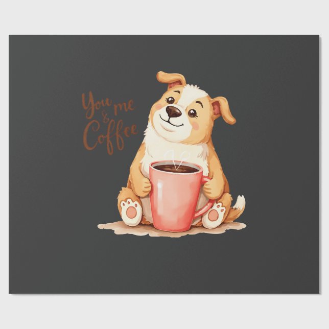 Papel De Presente Você & Café - Corgi Fofo & Café Aconchegante (Aberto)