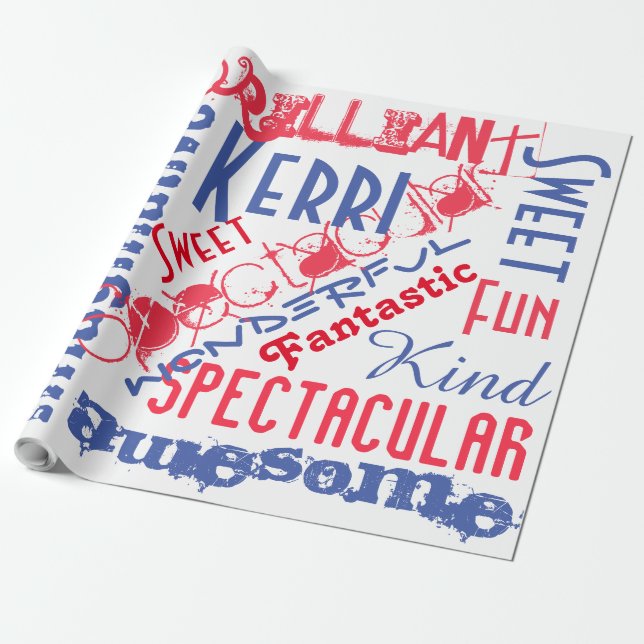 Papel De Presente Você é Incrível Personalizado Vermelho, Branco e A (Desenrolado)